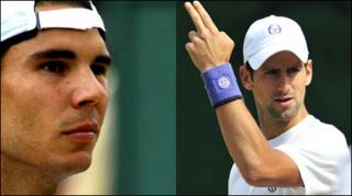 Nadal (trái) gặp Djokovic