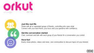 Página inicial do Orkut.