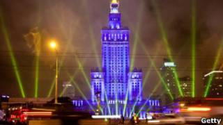 Лазерное шоу в Варшаве
