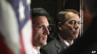 Eric Cantor, líder da maioria republicana na Câmara, e John Boehner, presidente da Câmara (AP)