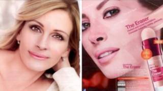 Anúncios de cosméticos das marcas Lancôme e Maybelline, da L'Oreal.