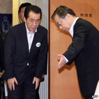 日本首相菅直人會見福島縣知事佐藤雄平(27/8/2011)