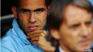 Carlos Tevez dan Roberto Mancini