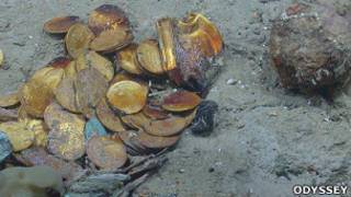Monedas encontradas por Odissey Marine Exploration en el Proyecto Cisne Negro