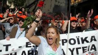 Protesto na Grécia. Getty
