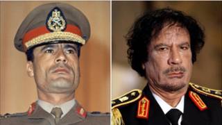 Ông Gaddafi vào năm 1969 và 2008