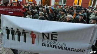 Акция протеста русскоязычного населения Латвии