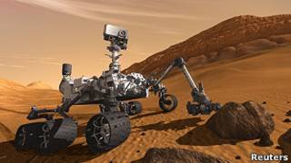 Simulação do Curiosity em Marte. Reuters