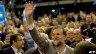 Mariano Rajoy em evento de campanha
