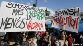 Protesto contra situação econômica na Espanha, em Madri