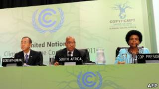 Mesa de abertura da COP-17. | Foto: AFP