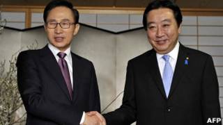 韓國總統李明博和日本首相野田佳彥