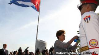 Dilma na Praça da Revolução, em Cuba (Foto: Roberto Stuckert Filho - Presidência da República)