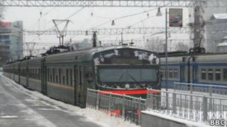 Электричка Москва-Петушки на Курском вокзале в Москве