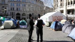 Tendas do Ocupe Londres em foto de 25 de fevereiro (AFP)