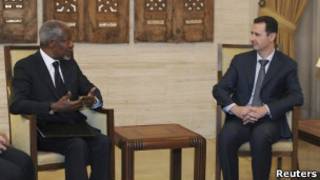 محادثات الأسد وعنان في دمشق