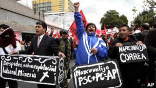 Manifestantes indígenas en Ecuador.
