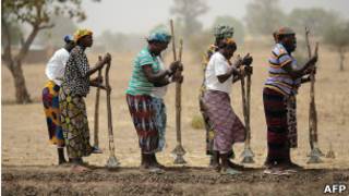 Mulheres constroem dique em região empobrecida do Sahel, na Burkina Fasso (AFP)