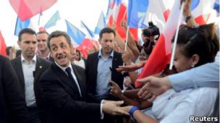 O presidente da França, Nicolas Sarkozy, em campanha pela reeleição
