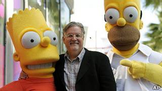 Matt Groening, creador de "Los Simpsons", con sus personajes