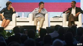 Rousseff, Santos y Obama en la Cumbre Empresarial de las Américas