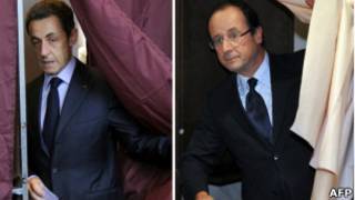 هولاند (يمين) وساركوزي