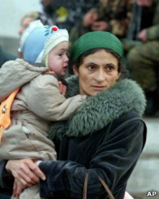 Чеченские беженцы в станице Слепцовская в 1999 году