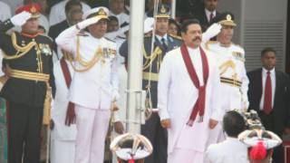President Rajapaksa at the ceremony to mark three years since the end of war