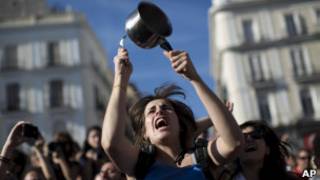 Protesto para marcar o primeiro ano do movimento dos 'indignados', na Espanha