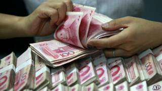 Dinero en China. Foto de archivo