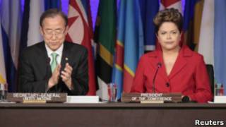 Ban Ki-moon (esq.) e Dilma Rousseff | Foto: Reuters