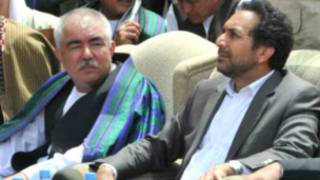 ژنرال دوستم (چپ) و احمد ضیا مسعود