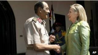 Hillary Clinton e marechal Tantawi