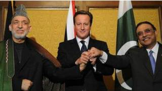 Hamid Karzai, da David Cameron, da Asif Ali Zardari
