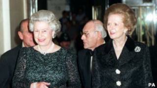 Queen Elizabeth and Lady Thatcher