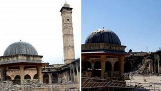 Ümeyye Camisi'nin minaresi yıkıldı
