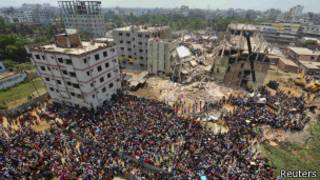 El edificio derrumbado en Rana Plaza, a las afueras de Dhaka