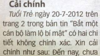 Cải chính của báo Tuổi Trẻ