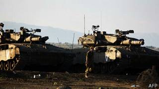 Tanques israelíes en los Altos del Golán