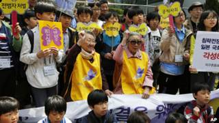 韓國譴責日軍強徵慰安婦的抗議