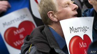 Manifestação contra casamento gay em Londres (AFP)