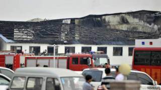 吉林德惠家禽加工廠屠宰場爆炸現場(新華社圖片3/6/2013)