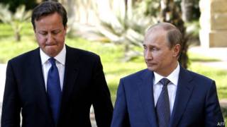 Thủ tướng Anh Cameron (trái) và Tổng thống Nga Putin