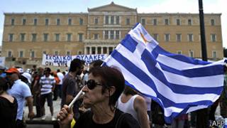 Manifestante en Grecia