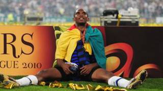 Eto'o, le capitaine des Lions Indomptables, qui se sont qualifiés sans bavure, le 17 novembre 2013, au Mondial 2014