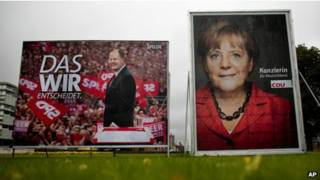 Cartazes da campanha alemã. Foto: AFP