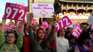 Protesta contra matrimonio gay en Taiwán