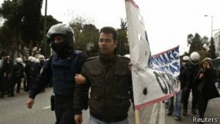 Участники акции протеста в Греции