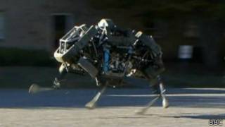 four-legged robot WildCat running in a car park