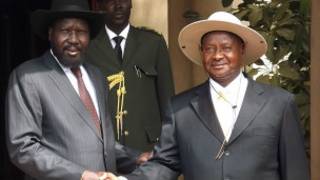 Shugaba Kiir da shugaba Museveni